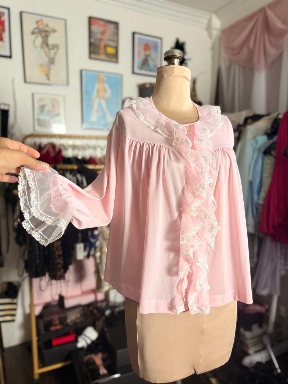 Vintage Sans Souci Soft Pink Bed Jacket Nightwear